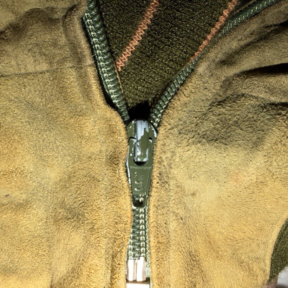 Vintage Olive Green Leather Bomber Jacket – Men’s L - Picture 3 of 9